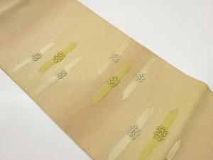 金通し七宝結び模様刺繍袋帯